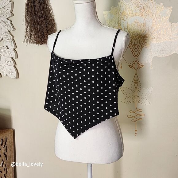 🏖 Adorable V Drop Polka Dot Tank Top Crop Top Size 2xl Plus Size Cute - Picture 1 of 3